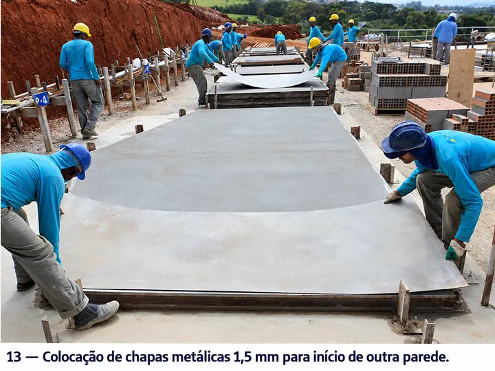 Colocação de chapas metálicas 1,5 mm para início de outra parede.